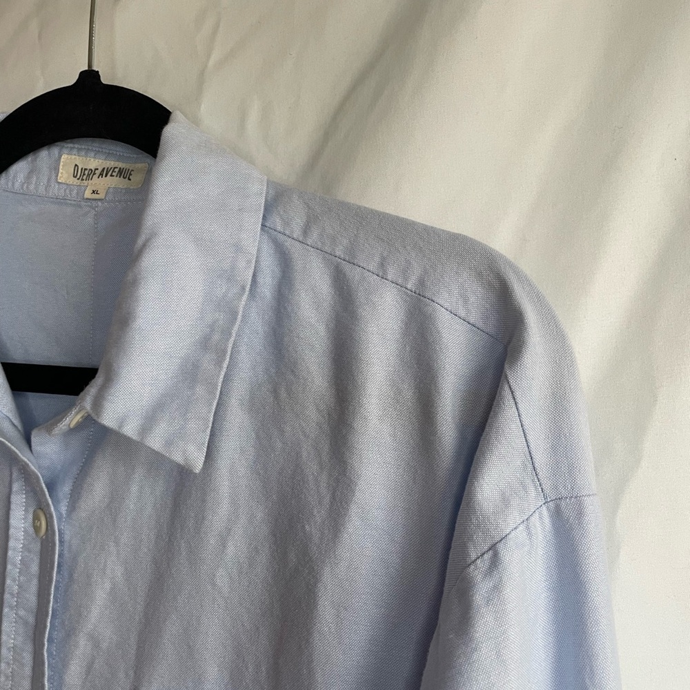 Djerf Avenue Organic Cotton Button Up Shirt Light Blue Oversized XL Portugal - Picture 7 of 15